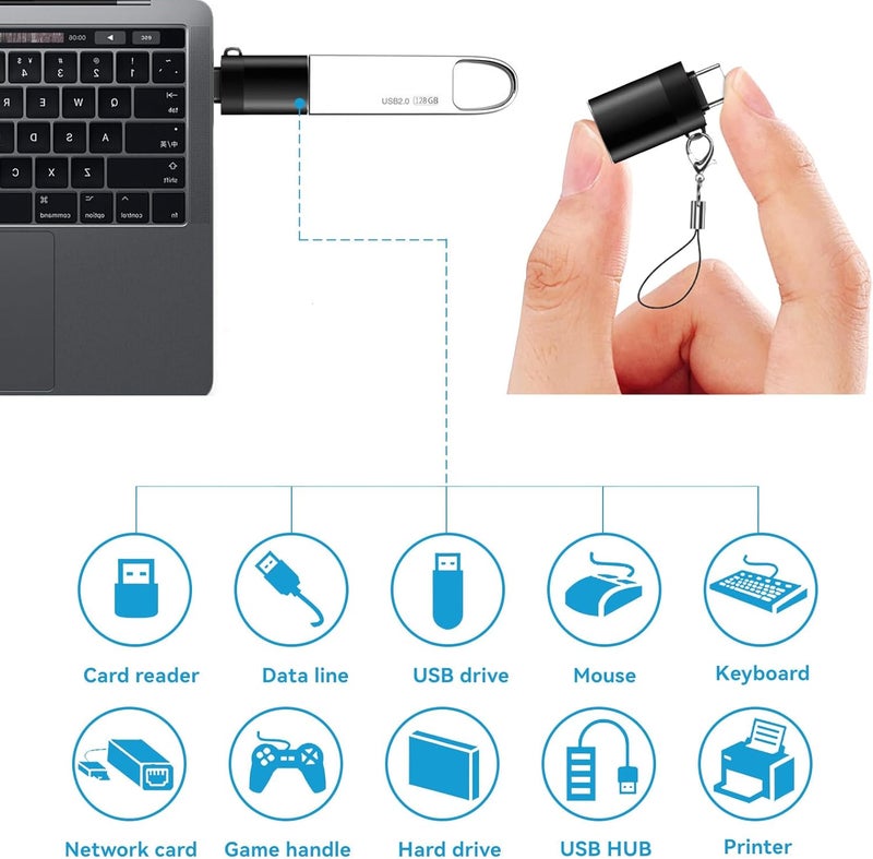 OITYEUF USB C to USB Adapter 4 Pack,USBC Male to USB A 3.0 Female OTG Adapter, Type C Thunderbolt 4 Converter for iPhone 15 Pro Max Plus,MacBook Pro Air2024,Samsung S24 S23 S22 S21 Galaxy,iPad (Black) - Image 5